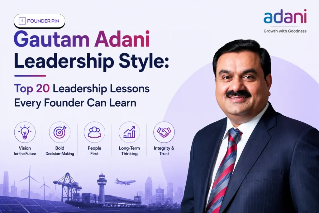 Gautam Adani Leadership Style highlighting top leadership lessons every founder can learn.