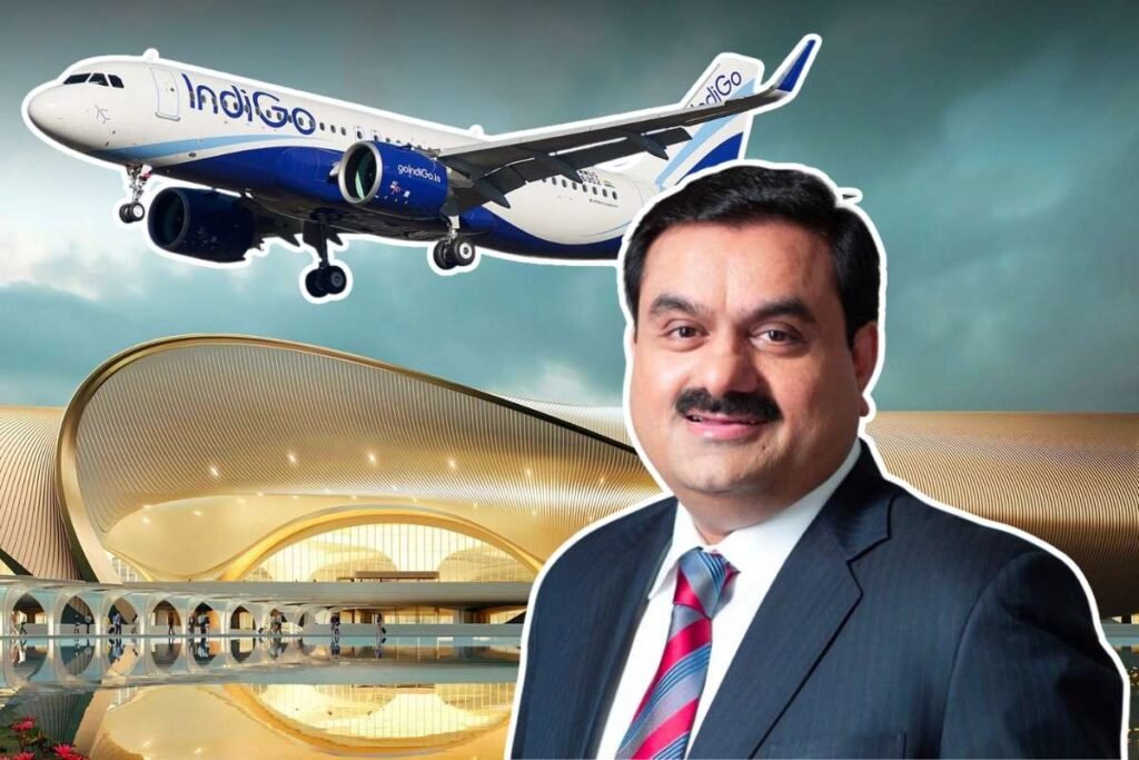 Future of Adani Group showcasing airport infrastructure and aviation sector growth.