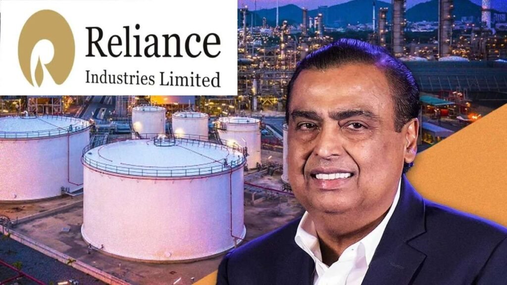 Reliance Industries refinery and Mukesh Ambani featured in the Adani vs Reliance business comparison.