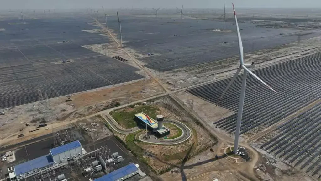 Adani Green Energy highlighting large-scale solar panels